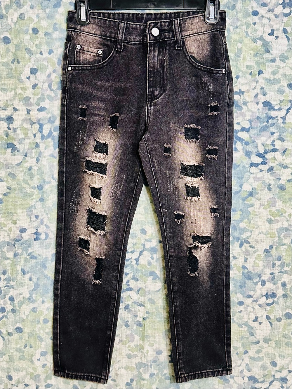 Boys Distressed Black Skinny Jeans Size 10Y